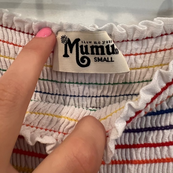 Show Me Your Mumu - Toni Tube Top + Ruffle Skort Set: Size S, White/Rainbow - Picture 7 of 7